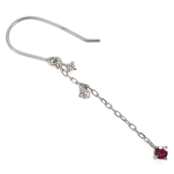ピアス ルビー ロングピアス レディース フックピアス 10金_3