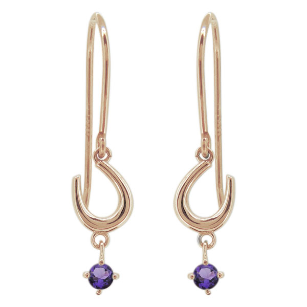 ピアス レディース ホースシュー アメジスト 10金 馬蹄