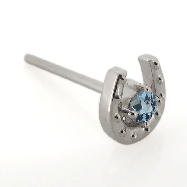 ホースシューモチーフ ピアス 18金 レディース 誕生石 誕生石 レディースピアス 一粒 ホースシュー 18金 馬蹄