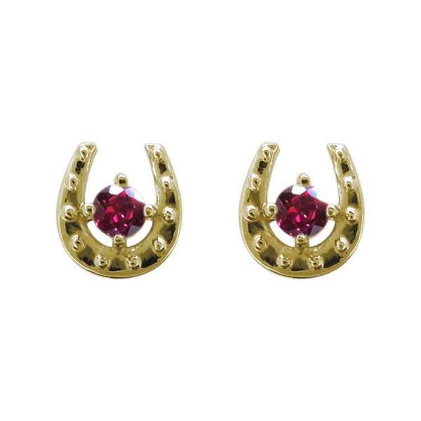 レディース スタッドピアス ホースシュー ルビー ピアス 18金の通販は