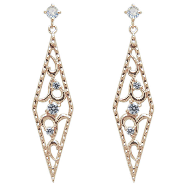 スクエアピアス ロイヤルブルームーンストーン ピアス ミル打ち ピアス K18の通販は