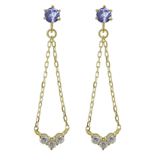 ピアス 12月誕生石 トリロジー スタッドピアス レディース 18金 揺れる かわいいの通販は 71,100円