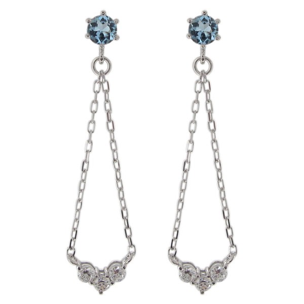 【18％OFF】 トリロジー 3月誕生石 ピアス スタッドピアス 18金 レディース アクアマリン