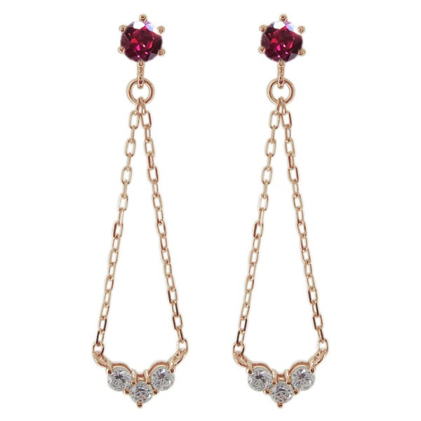 ピアス 7月誕生石 トリロジー スタッドピアス レディース 18金