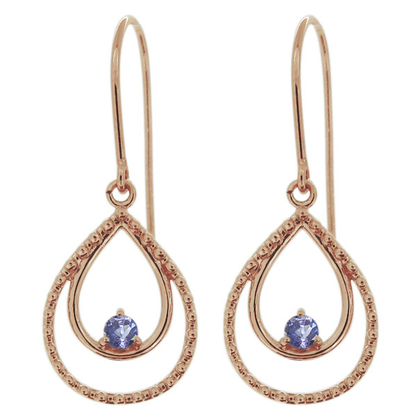 ピアス・レディース・ティアドロップ・タンザナイト・18金・揺れるピアス・フックの通販は 26,784円