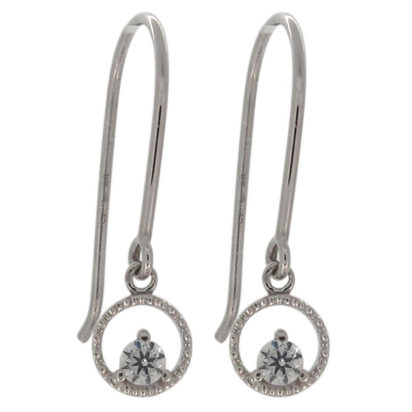 【送料無料】ダイヤモンド・ピアス・シンプル・レディース・プラチナ・揺れるピアス・サークル・ミル・かわいいの通販は 24,150円