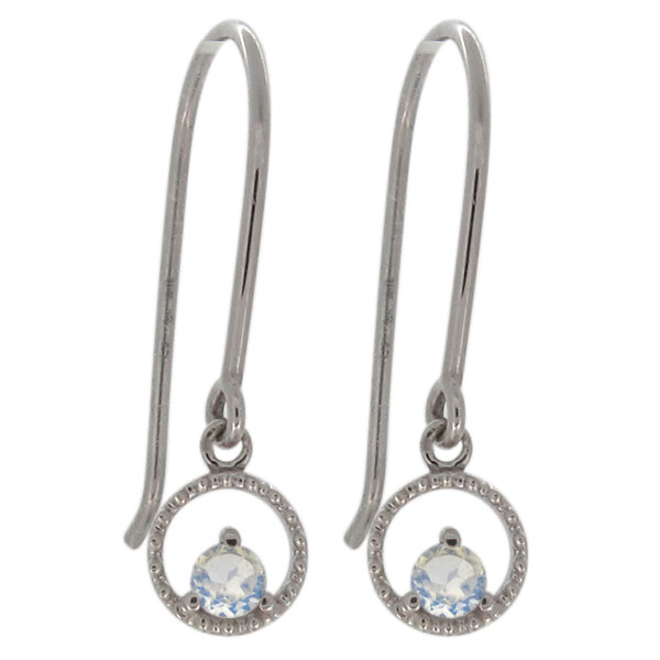 【送料無料】ロイヤルブルームーンストーン・ピアス・シンプル・レディース・プラチナ・揺れるピアス・サークル・ミル・かわいい