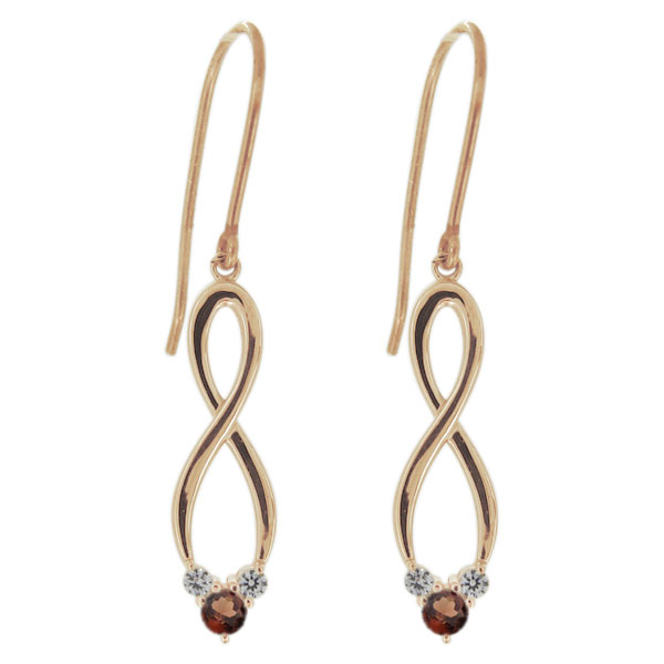 【送料無料】レディースピアス・ガーネット・フックピアス・無限・インフィニティ・18金の通販は
