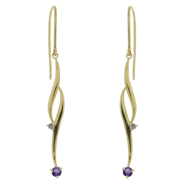 【送料無料】ピアス・レディース・アメジスト・揺れるピアス・シンプル・ロングピアス・10金・かわいい