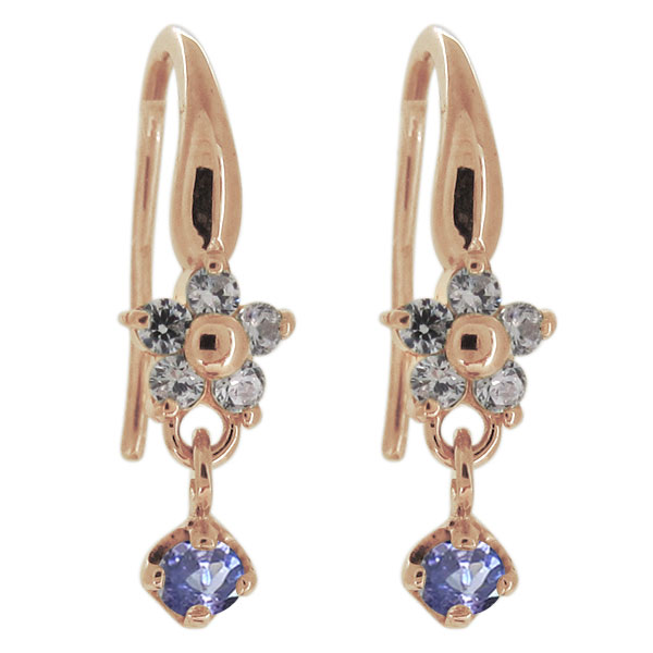 ピアス・レディース・花・フラワー・18金・タンザナイト・ゆれるピアス・20代・30代・40代・カジュアルの通販は 32,565円