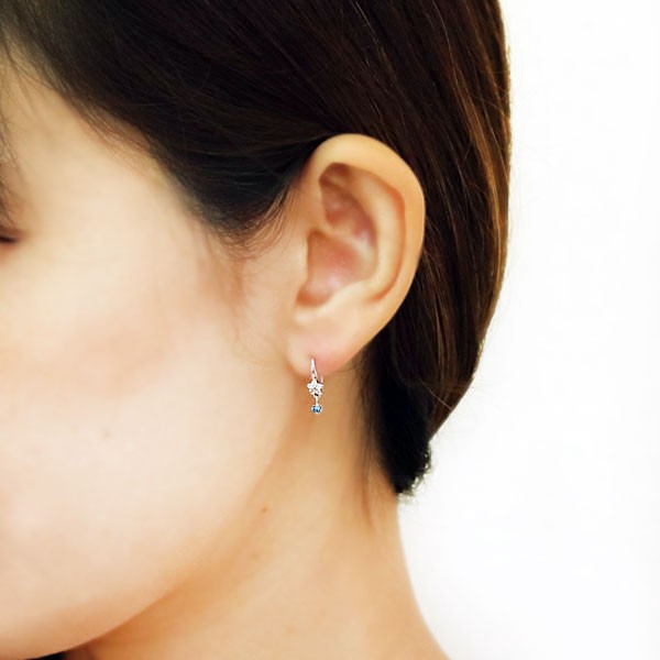 ピアス・レディース・アクアマリンサンタマリア・ゆれるピアス
