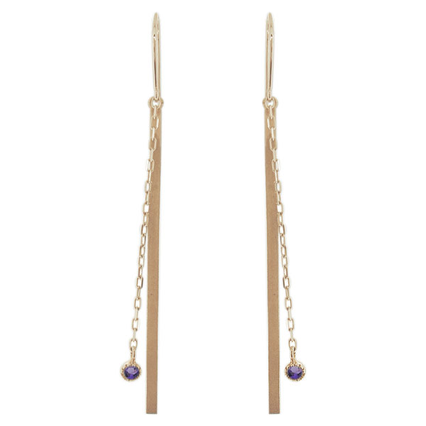 【送料無料】アメジスト・ピアス・レディース・ロングチェーン・アメリカンフック・18金の通販は