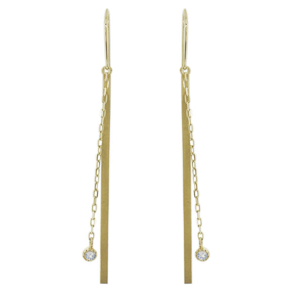 【送料無料】ピアス・ロングチェーン・バー・フックピアス・ロイヤルブルームーンストーン・レディース・10金の通販は