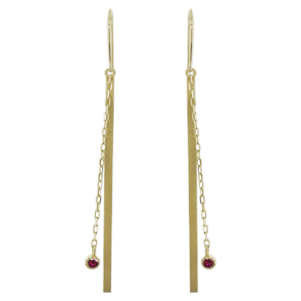 【送料無料】ピアス・ロングチェーン・バー・フックピアス・ルビー・レディース・10金の通販は