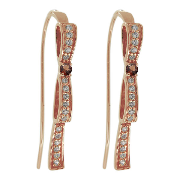 ピアス レディース ガーネット 1月誕生石 18金 りぼん レディース リボンモチーフの通販は 60,060円