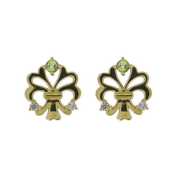 ピアス ペリドット 8月誕生石 18金 レディース 20代 30代 40代 ブーケ スタッドピアスの通販は