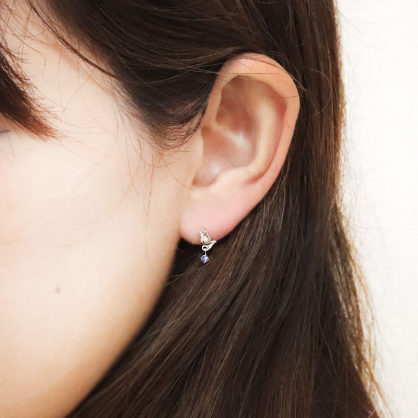 チューリップ ピアス レディース 天然石 タンザナイト 揺れるピアス_1