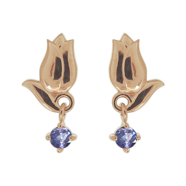 チューリップ ピアス レディース 天然石 タンザナイト 揺れるピアス