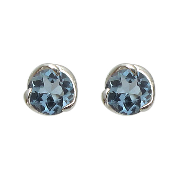 サンタマリアアクアマリン・ピアス・k18・シンプル・アクアマリンピアス