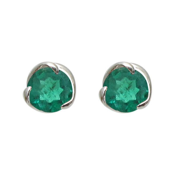 エメラルド・ピアス・プラチナ・シンプル・エメラルドピアス