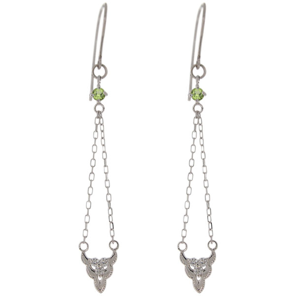 18金 ピアス ロングチェーン 天然石 ペリドット 揺れるピアスの通販は