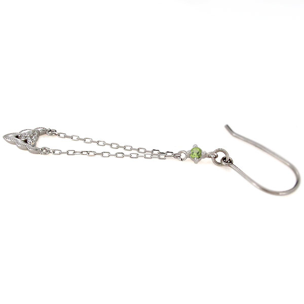 18金 ピアス ロングチェーン 天然石 ペリドット 揺れるピアスの通販は