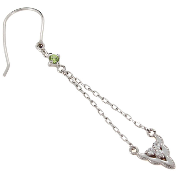 18金 ピアス ロングチェーン 天然石 ペリドット 揺れるピアスの通販は