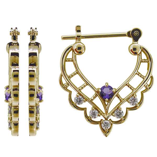 ピアス ハート フープ 誕生石 クロッシングピアス 18金 レディース 選べる 天然石の通販は 74,800円