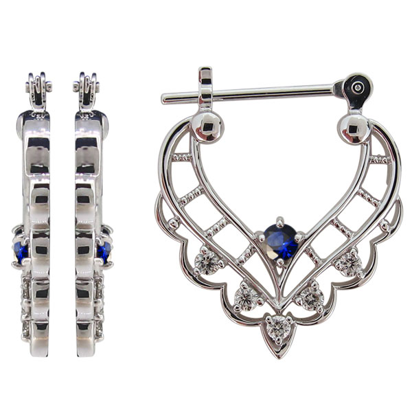 レディース ピアス 大人 フープピアス プラチナ サファイア クロッシングピアス ハートの通販は 47,640円