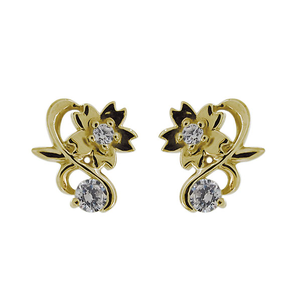 ピアス 花 サクラ 18金 ダイヤモンド 4月誕生石 レディースの通販は 26,130円