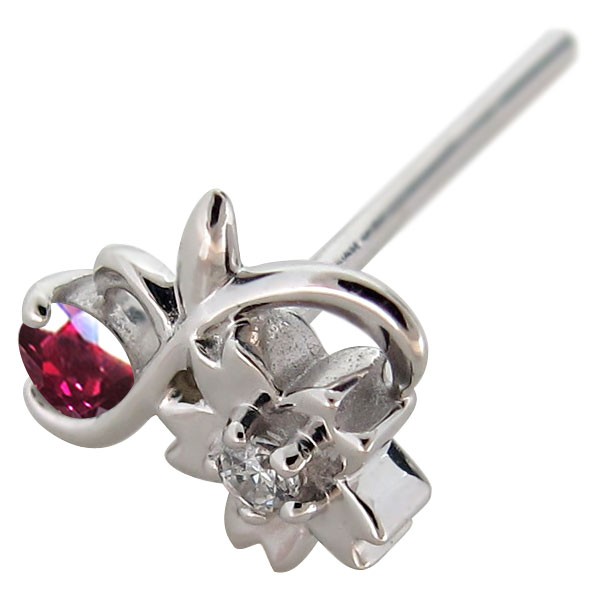 13761円 ピアス 花 サクラ 18金 ルビー 7月誕生石 レディース