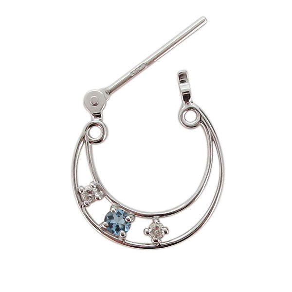 未使用品 pt950 天然ダイヤモンド 0.30ct リング ピアス レディース クロッシングピアス プラチナ アクアマリン