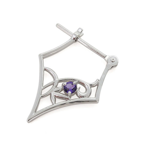 ピアス プラチナ アメジスト クロッシングピアス 唐草 アラベスク_3