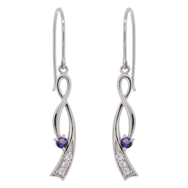 プラチナ ピアス 揺れる 天然石 アメジスト 2月誕生石 フックピアス レディース インフィニティ クリスマスの通販は