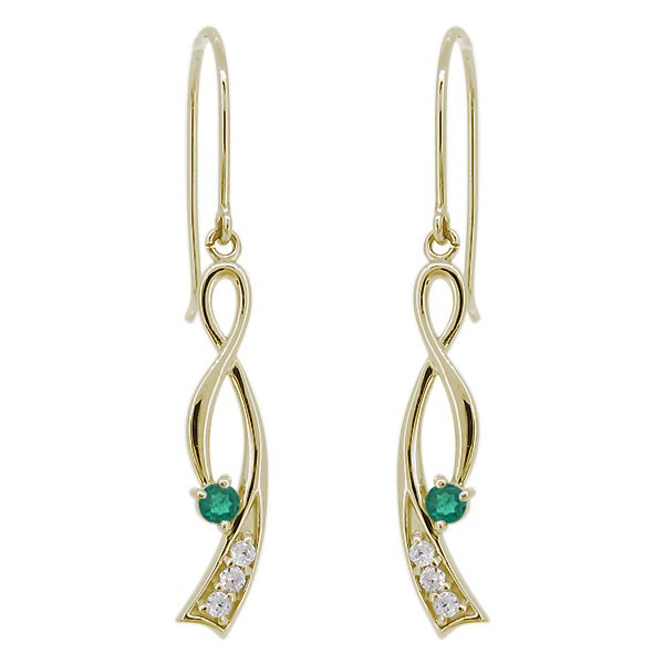 ピアス 18k 揺れる レディース インフィニティ 5月誕生石 エメラルド りぼん k18 ピンク イエロー クリスマスの通販は