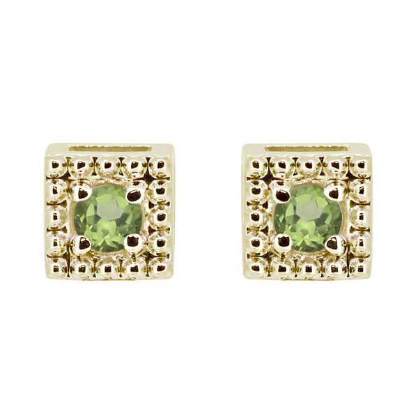ピアス 18k レディース シンプル スクエア 一粒 天然石 ペリドット k18 ピンク イエロー クリスマスの通販は