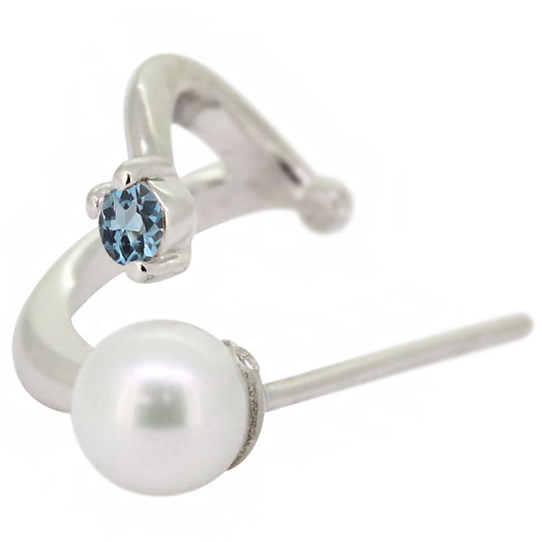 ピアス パール イヤーカフ 淡水パール レディース シンプル アクアマリンサンタマリア 3月誕生石 k10 ピンク イエロー クリスマスの通販は