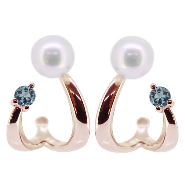 ピアス パール イヤーカフ 淡水パール レディース シンプル アクアマリンサンタマリア 3月誕生石 k10 ピンク イエロー クリスマスの通販はピアス