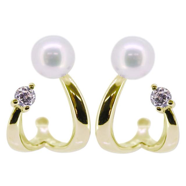 イヤーカフ パール ピアス 18k 真珠 淡水パール スタッドピアス ダイヤモンド レディース 上品 クリスマスの通販は