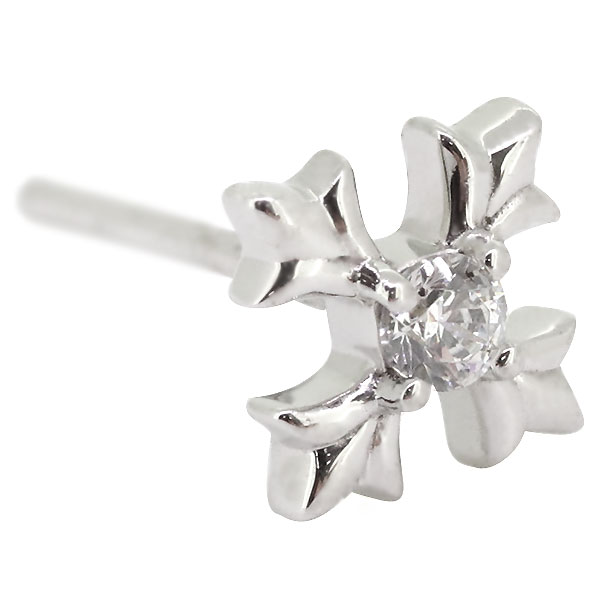 メンズ ピアス 十字架 クロス 18k ダイヤモンド 一粒 スタッドピアス_3