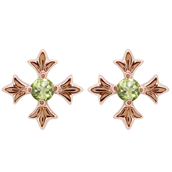 クロス ピアス 18k メンズ 十字架 ペリドット 誕生石 8月 スタッドピアス クロスピアス 十字架 メンズピアス 誕生石 一粒 メンズピアス 18金 父