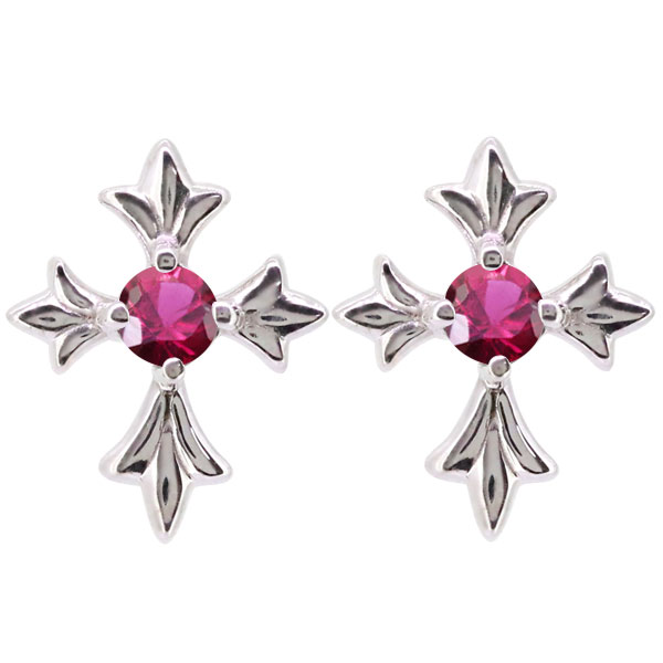 プラチナ ルビー ピアス クロスピアス 十字架 レディース 揺れるピアス クリスマス ポイント消化