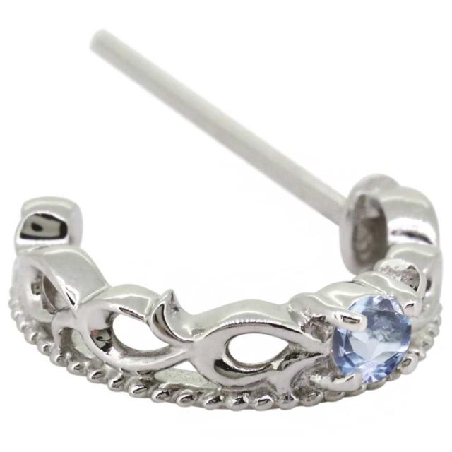 ピアス メンズ フープ 両耳 10k 10金 誕生石 3月 アクアマリンサンタマリア 唐草 フープピアス_4