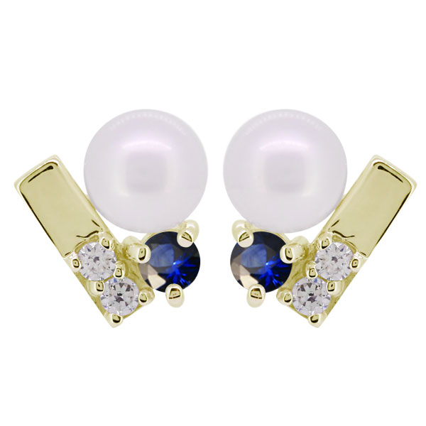 ピアス パール 9月誕生石 サファイア レディース k18 ピンク イエロー 18k スタッドピアス_6