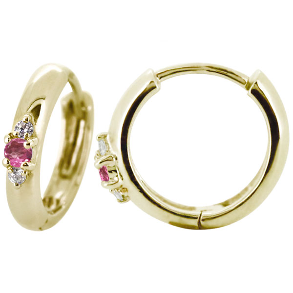 フープピアス 18k メンズ 太め シンプル 片耳 リングピアス ピンクトルマリン 26,260円