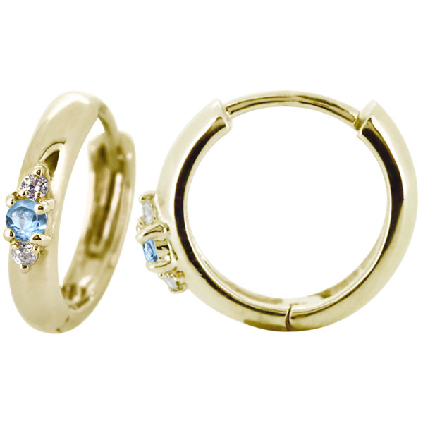 ピアス フープ メンズ 片耳 シンプル 10k 誕生石 11月 ブルートパーズ フープピアス