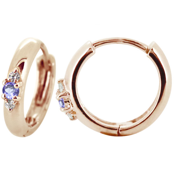 ピアス フープ メンズ 片耳 シンプル 10k 誕生石 12月 タンザナイト フープピアス_6