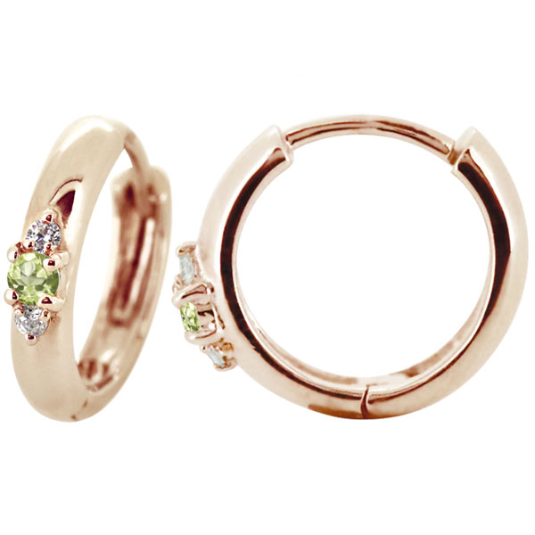 ピアス フープ メンズ 片耳 シンプル 10k 誕生石 8月 ペリドット フープピアス_6