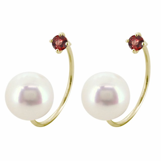 ピアス フック 18k レディース 1月誕生石 ガーネット パールキャッチの通販は