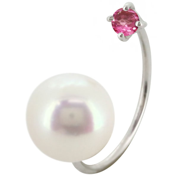 パール ピアス 引っ掛かり 小さめ 小ささ しろがね色925 誕生石 10月 ピンクトルマリン 両耳